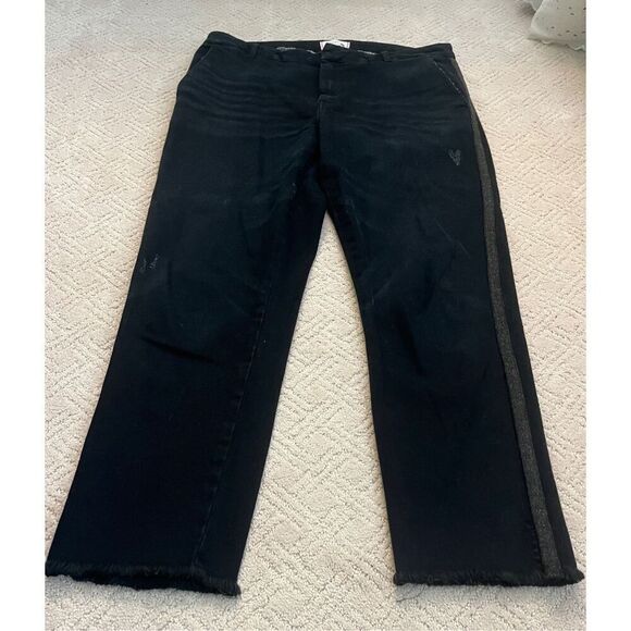 Sundry Black Denim Distressed Pants with Sparkly Stripes on Sides - Picture 1 of 12